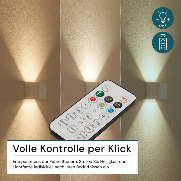 Wandleuchten mit Fernbedienung zur Steuerung von Helligkeit und Lichtfarbe