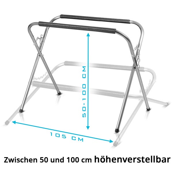 Einstellbarer Werkstückständer mit den Maßen 105 cm Breite und 50 bis 100 cm Höhe