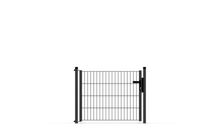 Gartentor ZAUNGURU ECO-Line aus Metall, Höhe: 83cm, Breite: 117cm, 1-flügelig inkl. Pfosten, Locinox-Schloss und Zubehör, Feuerverzinkt und zusätzlich in RAL 7016 Anthrazitgrau pulverbeschichtet