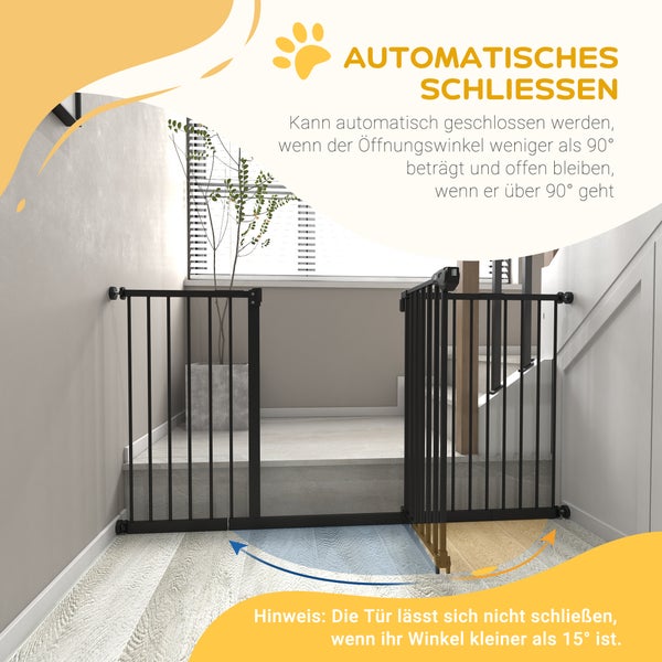 PawHut Haustiertor, 136,3B x 2T x 76,2H cm, Metall, Kunststoff, Schwarz