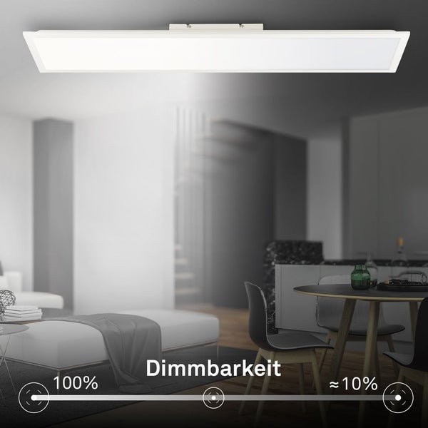 Deckenleuchte in einem Wohnraum mit Dimmfunktion von 100 Prozent bis circa 10 Prozent