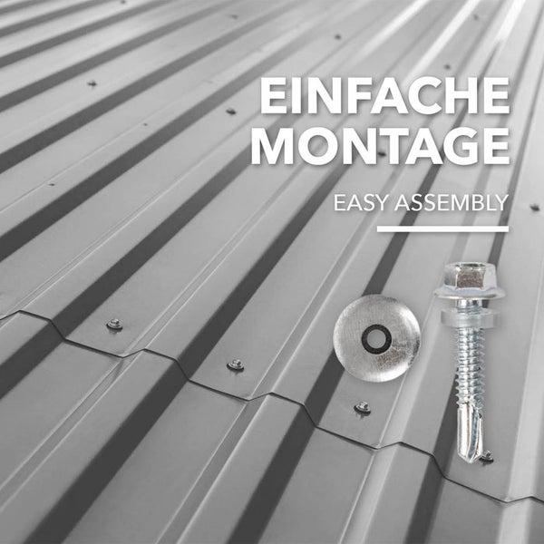 FLOORDIREKT Trapezblech - 115 x 45 cm - Profilblech - Stärke 0.25 mm - 15er-Set - inkl. Schrauben - 7,7 m² - Hellgrau