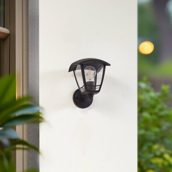 Lindby Wandleuchte außen (Laterne) Isidoro (spritzwassergeschützt (Modern) in Schwarz (1 flammig, E27) - Außenwandleuchten Wandlampe Led Außenlampe Outdoor für