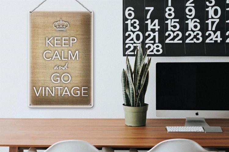 Blechschild Spruch 20x30cm Keep Calm and go vintage