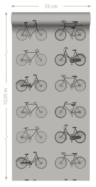 Tapetenrolle mit Fahrradmuster, 53 cm breit und 10,05 m lang