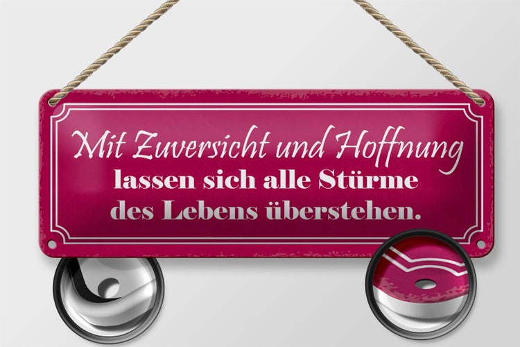 Blechschild Spruch 27x10cm Hoffnung alle Stürme übersehen Dekoration