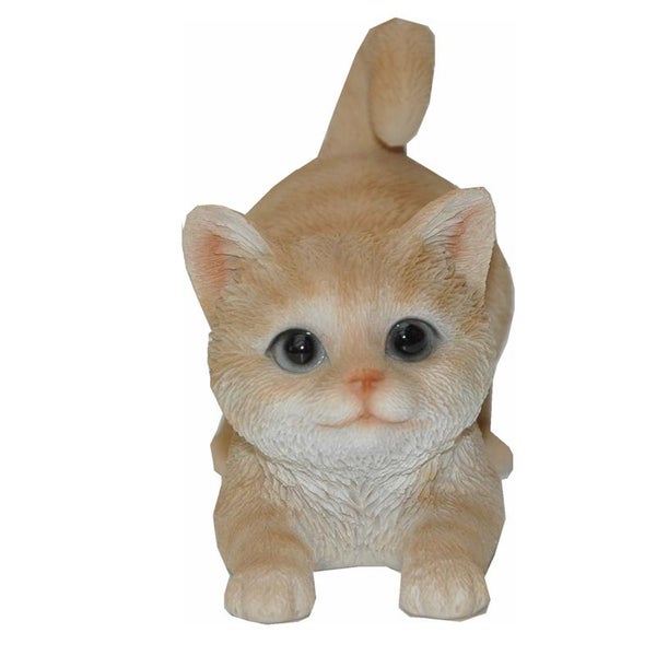 Dekofigur Gartenfigur sitzende Katze rot braun