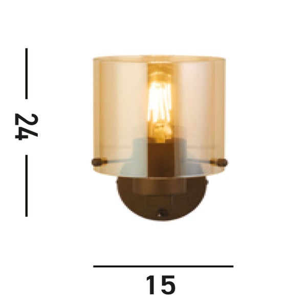 Wandleuchte mit Zylinderform und Maßangaben