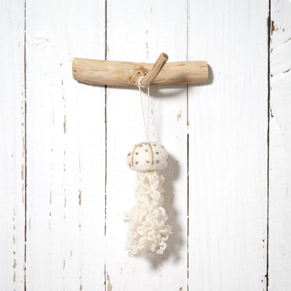 Dekorative Quallen-Hängefigur aus Holz und Textil