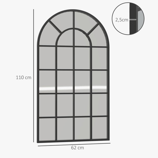 HOMCOM Wandspiegel Garderobenspiegel 110 x 65cm Flurspiegel mit Metallrahmen Hängespiegel Wohnzimmerspiegel für Schlafzimmer Schwarz