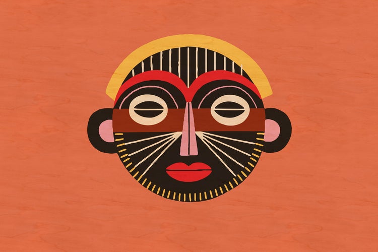 Illustration einer stilisierten afrikanischen Maske