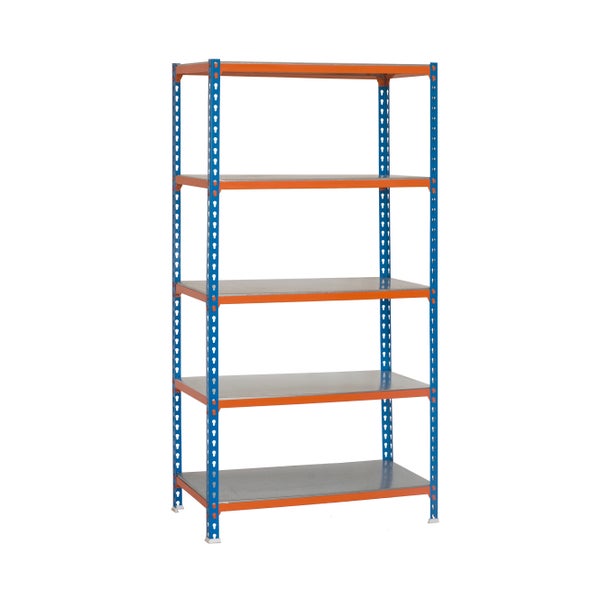 Schwerlastregal BIG METAL SHARK | HxBxT 200x120x30cm | Fachlast 200kg | Blau-Orange