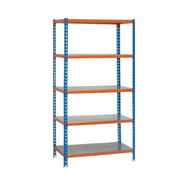 PROREGAL Schwerlastregal Big Metal Shark HxBxT 200 x 110 x 30 cm Fachlast 200 kg Blau-Orange