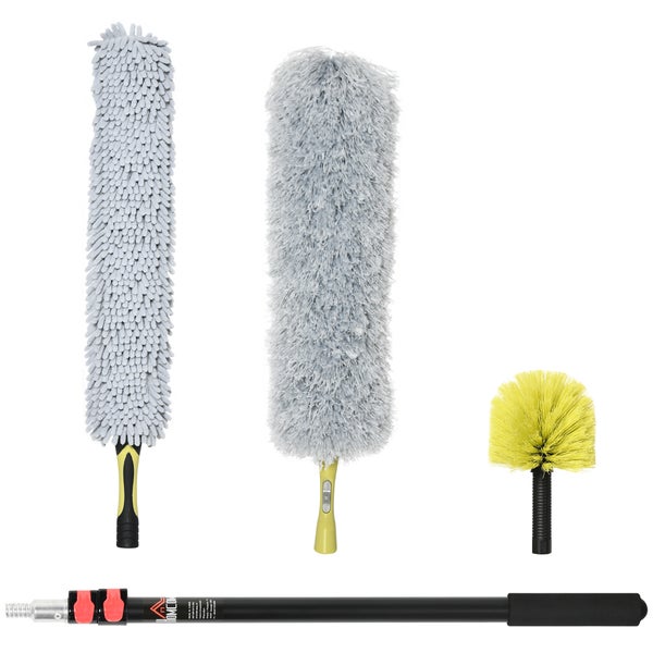 HOMCOM Staubwedel-Set, 4L x 4B x 180H cm, Aluminium-Legierung, Gelb