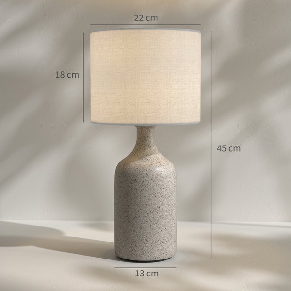 Tischleuchte mit Stoffschirm und Keramikfuß