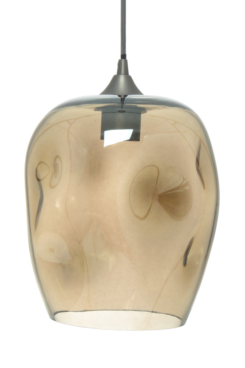 Organische Glas lampe in Beige, Hängelape Glaskugel 34 cm | Wohnzimmer Esszimmer Leuchte