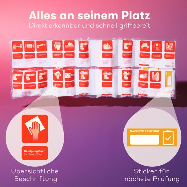 PURAHELP KFZ Verbandstasche nach aktueller Norm 2024 DIN 13164 (StVO konform) - Inkl. Beatmungstuch - Erste Hilfe Set Auto Verbandskasten Auto 2024