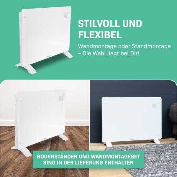 VONROC Konvektorheizung zur Wandmontage oder als Standgerät