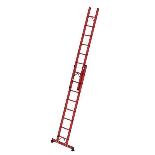 Munk Sprossen-Schiebeleiter 2-teilig GFK mit nivello®-Traverse 2x8 Sprossen