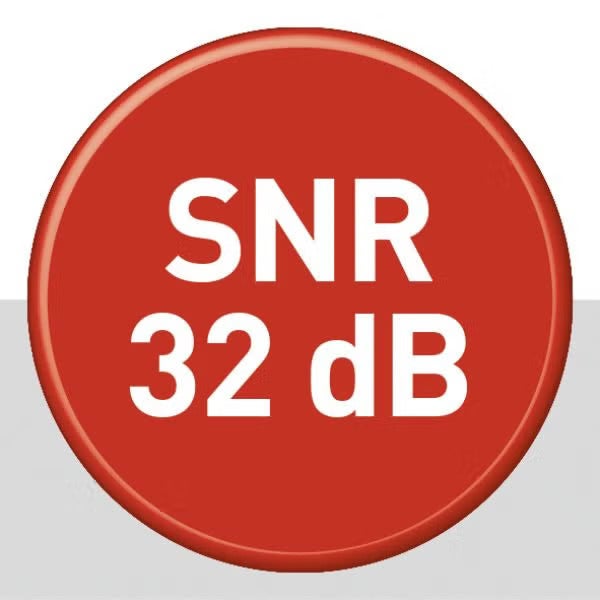 Symbol für einen Dämmwert von 32 Dezibel SNR für Gehörschutz.