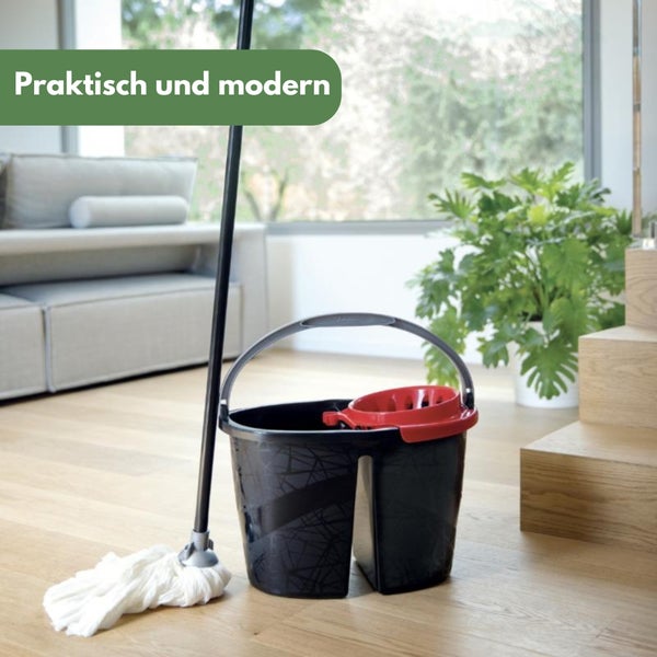 Wischeimer 18 L (2x9 L) Putzeimer mit Presse Zweikammer Zweigeteilter Eimer Bodenwischer Wischeimer mit Auswringfunktion Auswringer