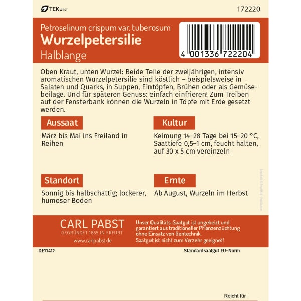 Petersilie halblang & aromatisch Halblange Samen von Pabst Keimkraft