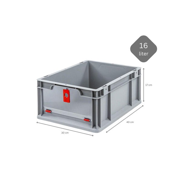 PROREGAL Eurobox NextGen Insight Cover HxBxT 17 x 30 x 40 16 Liter Niedrig/Rot Eurobehälter Transportbox