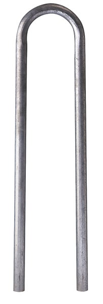 Ein verzinkter U-Haken aus Metall für die Garten- oder Befestigungstechnik.