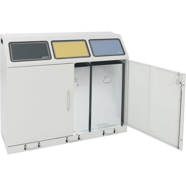 Mülltrennsystem mit drei Fächern und Behältern