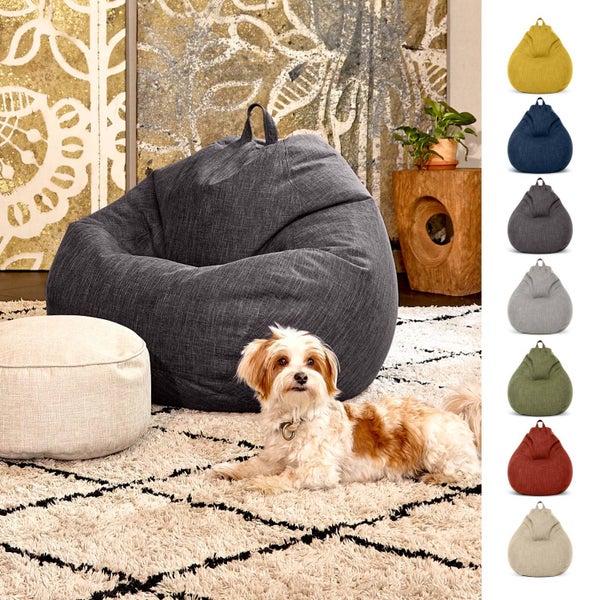 Green Bean Indoor XXL Sitzsack mit 300 Liter mit EPS-Perlen Füllung - Kuschelig Weich Waschbar - Drinnen Stoff Bodenkissen Liegekissen Sitzkissen - Dunkelgrau Asphalt