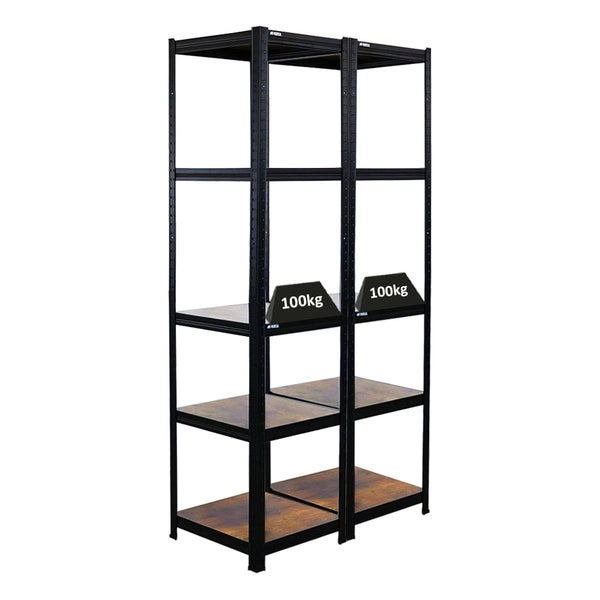 PROREGAL Mega Deal 2x Vintage Series Schwerlastregal Ragnar HxBxT 180x45x45cm Fachlast 100kg Vintagebraun-Schwarz, Steckregal, Garagenregal, Lagerregal