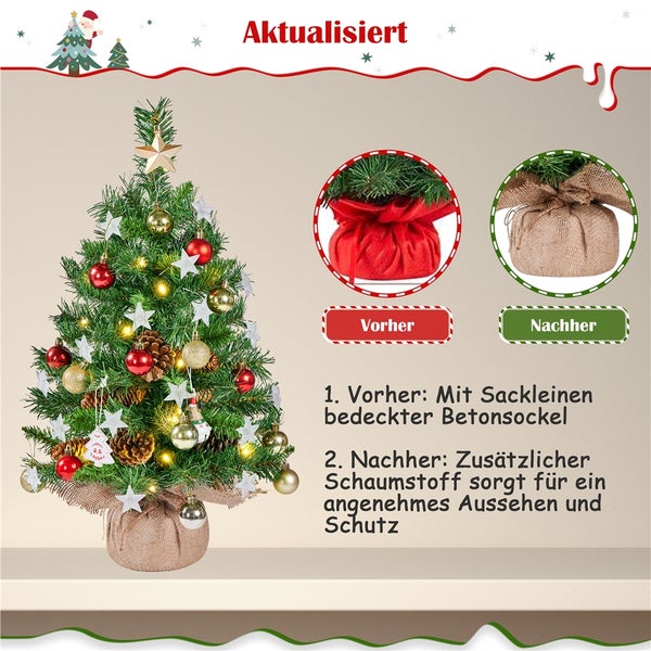 Geschmückter Weihnachtsbaum mit Baumschmuck und Sternspitze