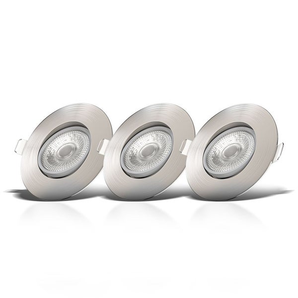 Einbaustrahler 68mm 3er Set - 230V, 4,9W, 480lm, LED, warmweiß, matt-nickel