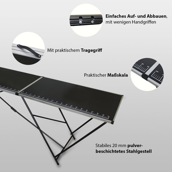 Tapeziertisch Alu Flohmarkttisch 300x60 cm Klapptisch klappbar mit Messskala