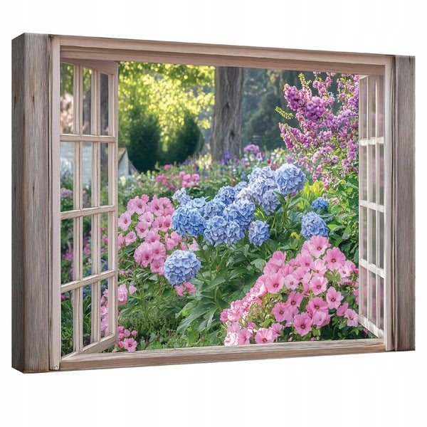 Bilder Fenster Blumen Leinwandbild Wandbild Wanddeko Schlafzimmer 100X70 cm