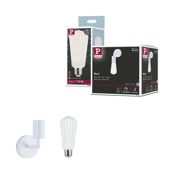 Quadratische LED Wandeinbauleuchte von Paulmann mit Bewegungsmelder und warmweißer Lichtfarbe, inklusive Produktverpackung.