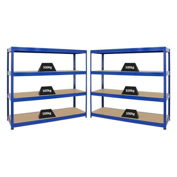 PROREGAL Mega Deal 2x Schwerlastregal Dino HxBxT 180 x 200 x 60 cm Fachlast 600 kg Blau