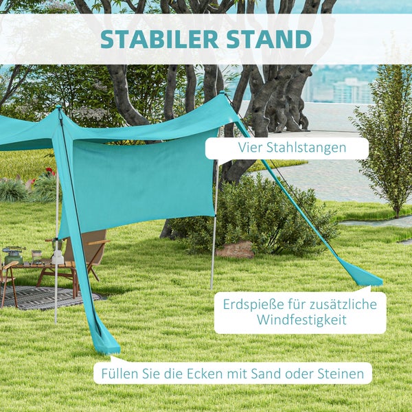 Outsunny Sonnenschutzdach, Sonnensegel Wasserdicht Wetterschutz mit Stahlstangen, für Camping, Reisen, Picknicks, 3 x 3 x 2 m, Polyammoniak, Stahl, Himmelblau