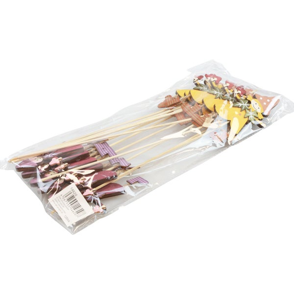 Dekorationspicker mit verschiedenen Motiven in Plastikverpackung