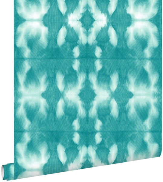 ESTAhome Tapete Tie-Dye Shibori Muster Türkis - 53 cm x 10.05 m - 148683