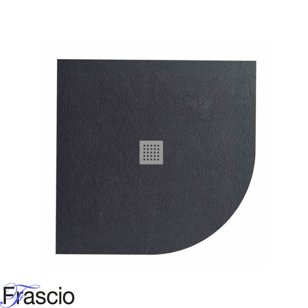 Duschwanne 100X100 cm Halbrund Vulcano Line Slim Schwarz aus Kunstharz und Marmorpulver mit freiem Abfluss - FRASCIO