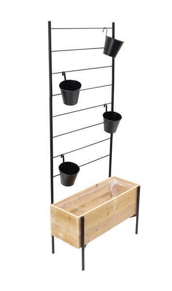 FRANK FLECHTWAREN | Pflanzer Metallgerüst, HOLZ, METALL, FOLIE, 60 x 26 x137 cm, einfache Selbstmontage