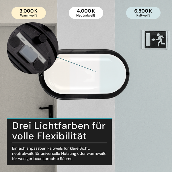 Wandleuchte mit drei einstellbaren Lichtfarben zur Anpassung an die jeweiligen Bedürfnisse