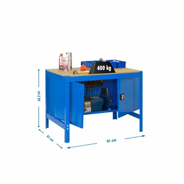 PROREGAL Werkbank Buffalo mit Schrank HxBxT 84 x 90 x 61 cm Traglast 400 kg Anthrazit
