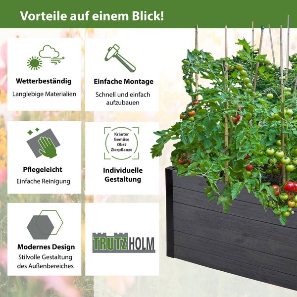 Hochbeet Beeteinfassung mit Wühlmausgitter 100x100x56 cm ca. 516 Liter Holzoptik Komposter