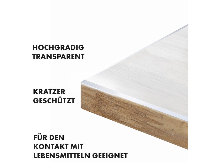 FLOORDIREKT Tischfolie Crystal - nach Maß - mit abgeschrägter Kante - Transparent - 1,6 mm Stärke - 70 x 210 cm