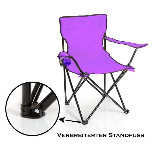 BigDean Faltstuhl LILA Campingstuhl Anglerstuhl mit Getränkehalter & Tragetasche - Anglersessel klappbar - Klappstuhl Gartenstuhl Faltstuhl Relaxsessel Angelsessel faltbar