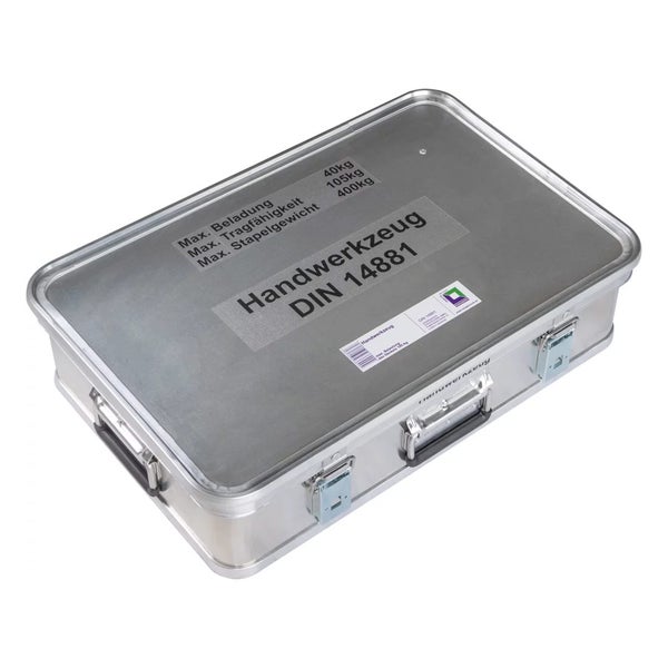 MUNK Rettungstechnik Aluminium Kasten 600x400x150mm mit Deckel, Beschriftung Handwerkzeug