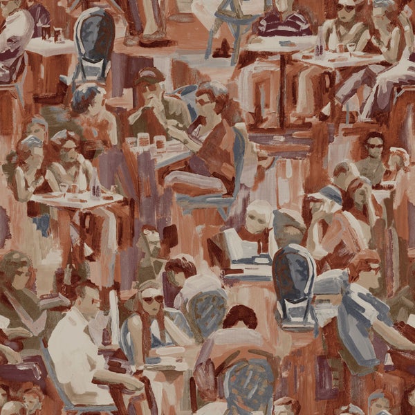 Gemäldemuster einer belebten Café-Szene