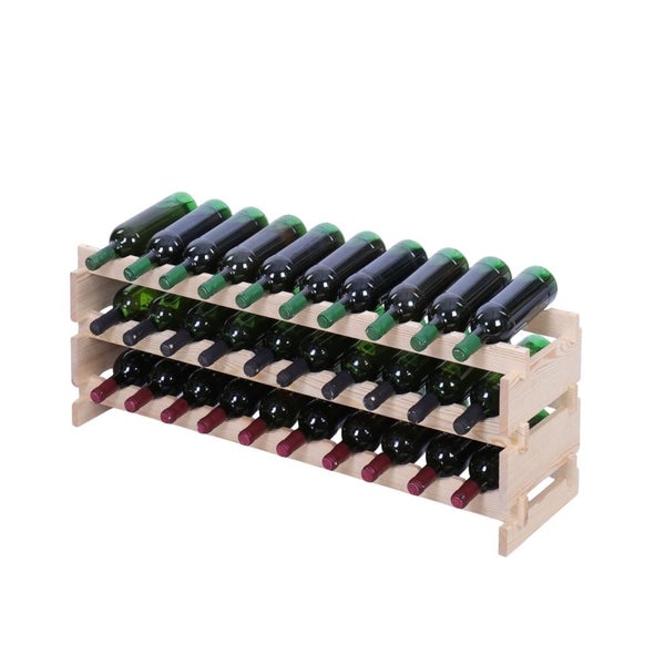 Weinregal VINOTECA FLEX PRO HxBxT 37x103x28cm 30 Flaschen auf 3 Ebene Massives Kiefernholz Natur unbehandelt